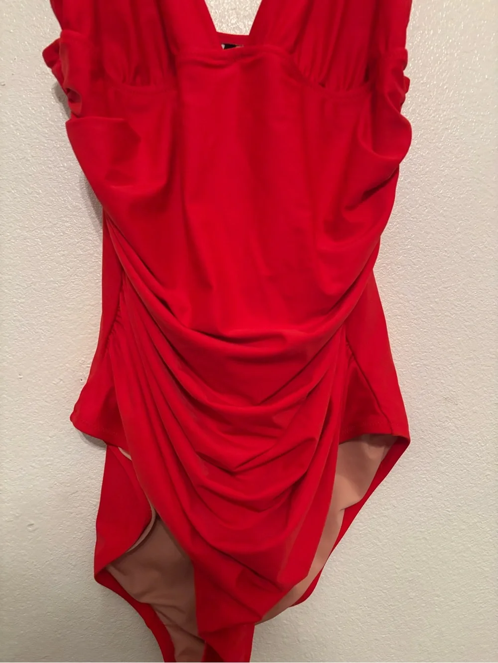J. Crew Red V-Neck ruched One-Piece Swimsuit 12